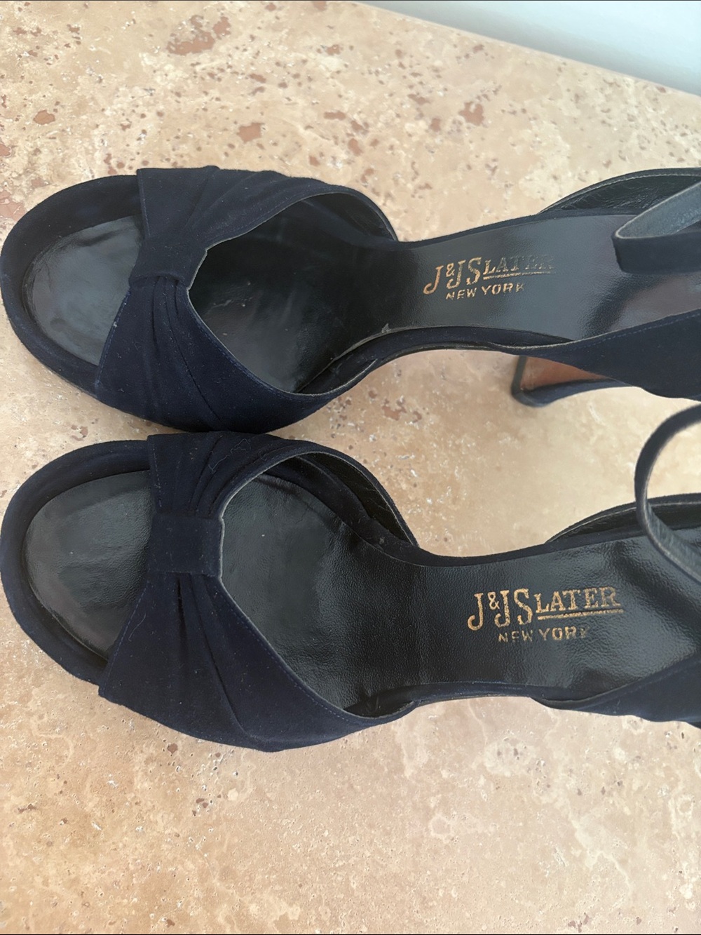 True VTG Women's Black Open-Toe Ankle-Strap Heels, J&J Slater, NY size 7 - Picture 7 of 15